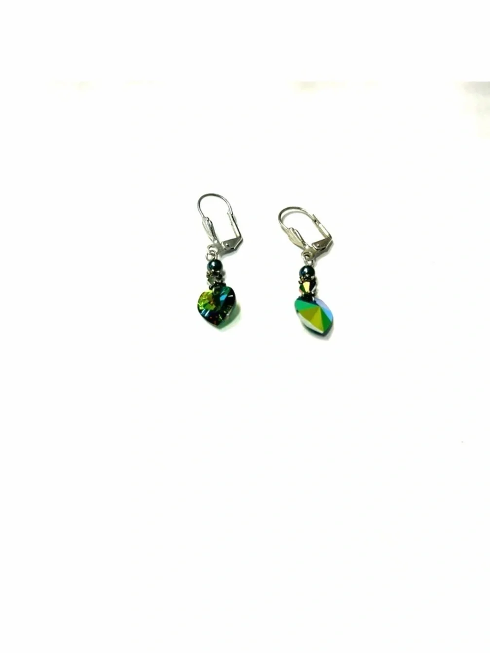 Iridescent Crystal Heart Necklace Earrings Set Y2K Glam Sparkle